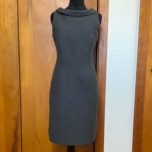 David Meister Gray Sleeveless Midi Dress Pockets Zip Back Office Workplace